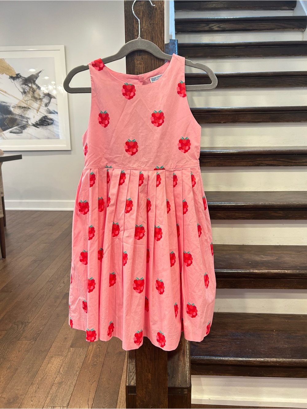 Jacadi Pink Dress with Red Strawberry Motif